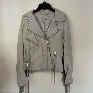 Blank NYC NYC Grey Fringe Faux Leather Jacket Size Small